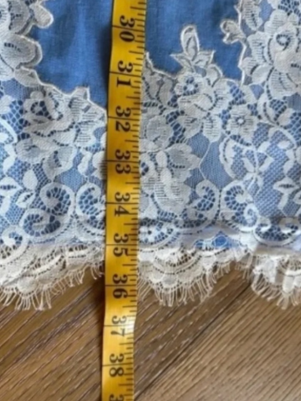 WAYF Pippa Lace Trim Linen Blend Midi Skirt XL Blue - Picture 7 of 11